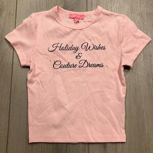 Dollskill Sugar Thrillz Pink Graphic Tee with Holiday Wishes Print